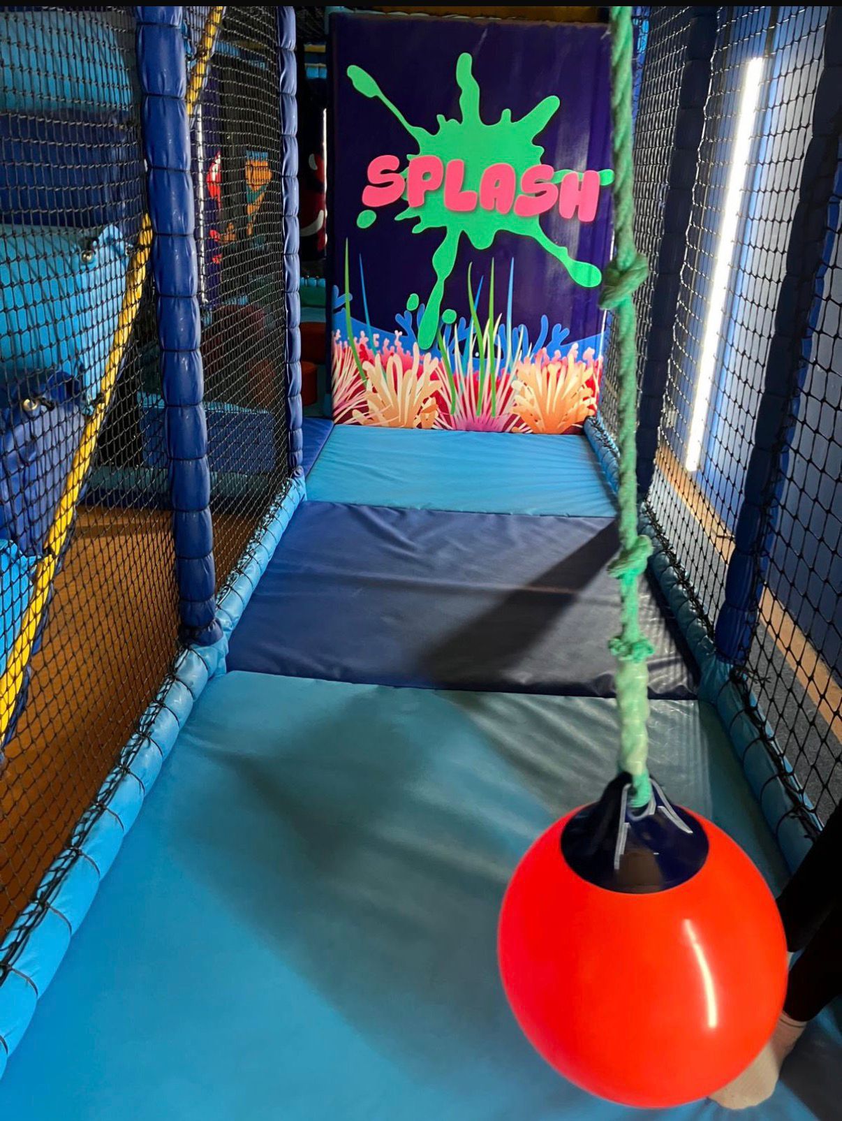 Indoor soft play walkway and swing