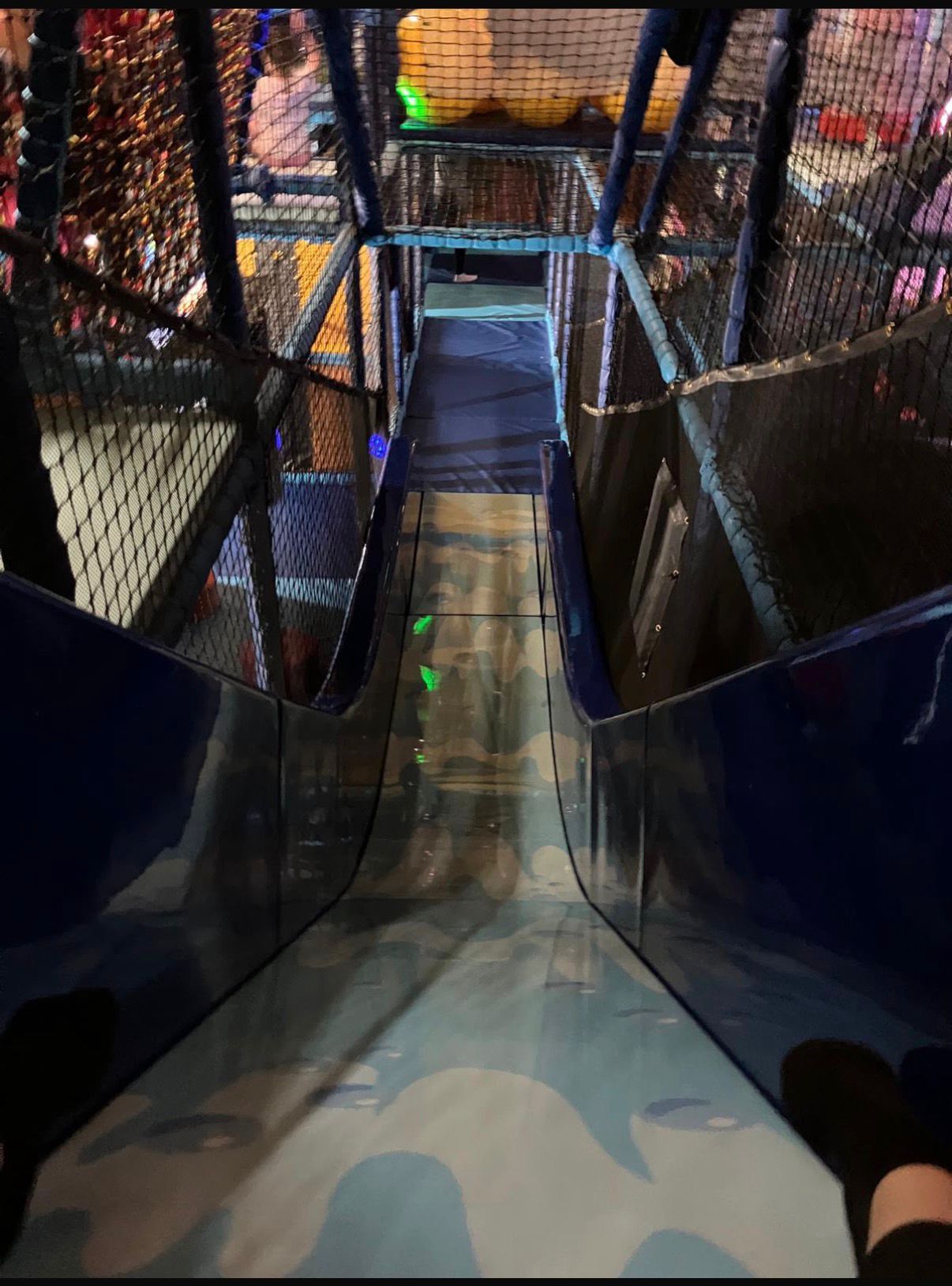 Looking down the indoor play slide